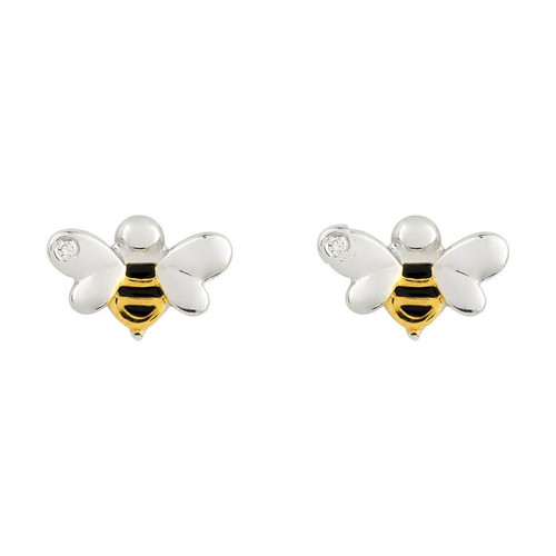 D for Diamond Girls Silver Bee Earrings