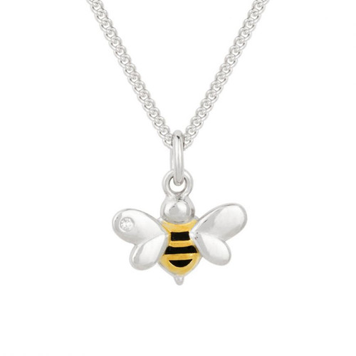 D for Diamond Silver Bee Pendant