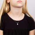 Girl wearing P5211 silver diamond pendant