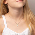 Girl wearing silver wings necklace P5366