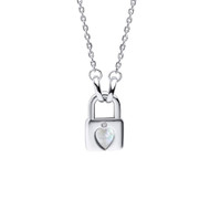 D for Diamond girls silver padlock necklace N4581W