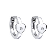 E6394 Girls diamond heart hoop earrings by D for Diamond