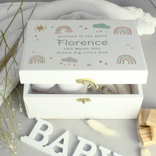 Personalised rainbow keepsake/jewellery gift box