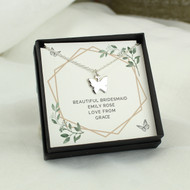 Silver plated butterfly necklace with printed gift insert