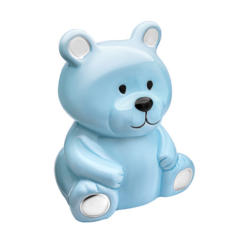 Blue teddy bear money box