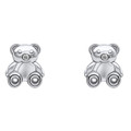Girls silver teddy diamond earrings