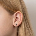 Girl wearing D for Diamond teddy earrings E6431