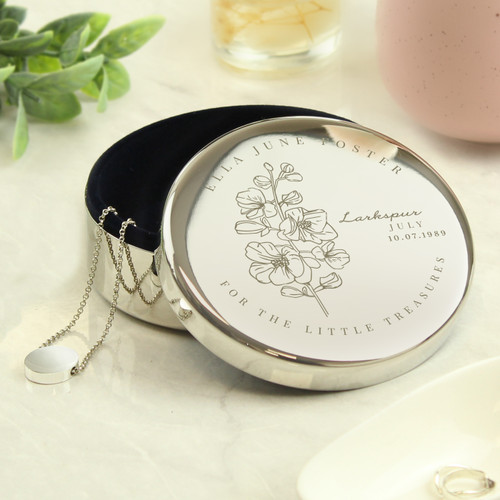 Personalised July Birth Flower Trinket Pot 