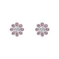D for Diamond Pink Flower Earrings (E6432)