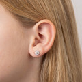 (E6432) Girls D for Diamond Pink Flower Earrings 
