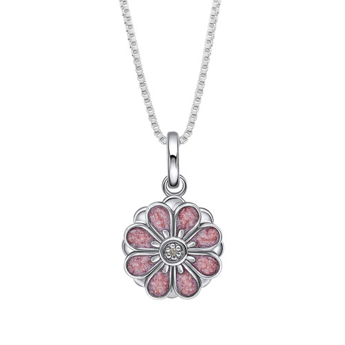 D for Diamond Spinning Pink Flower Pendant (P5418)
