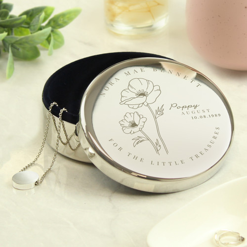 August birthday poppy trinket pot