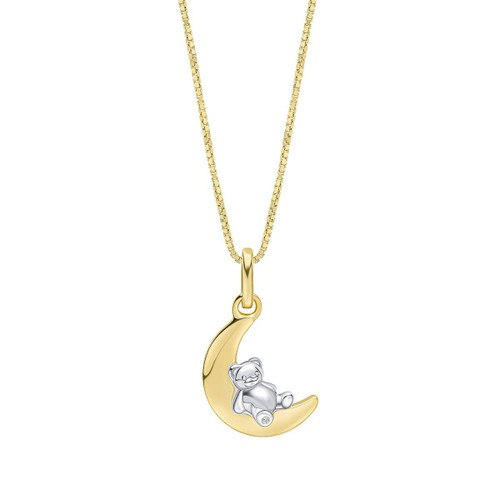D for Diamond Girls Teddy on Moon Pendant