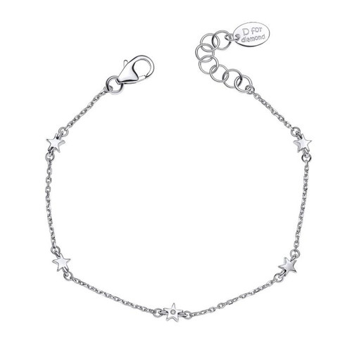 Girl's Silver and Diamond Star Station Bracelet (B5543)