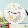New baby personalised safari animal nursery wall clock