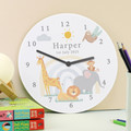 Child's personalised bedroom wall clock - jungle theme