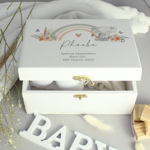 New baby keepsake box with personalised name