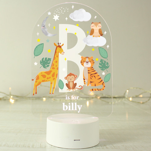 Kids Personalised Animal Alphabet LED Colour Changing Night Light