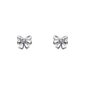 D for Diamond Silver Bow Stud Earrings (E6587)