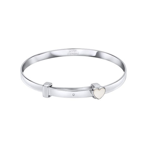 D for Diamond Mother of Pearl Heart Bangle (B5577P)