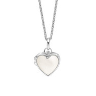 D for Diamond Mother of Pearl Heart Locket (P5516P)