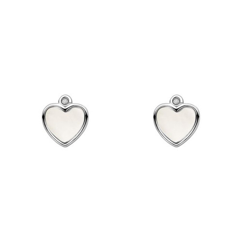 D for Diamond Mother of Pearl Heart Earrings (E6589P)