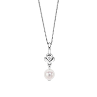 Girls diamond flower heart pearl drop pendant