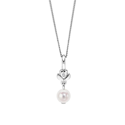 Girls diamond flower heart pearl drop pendant