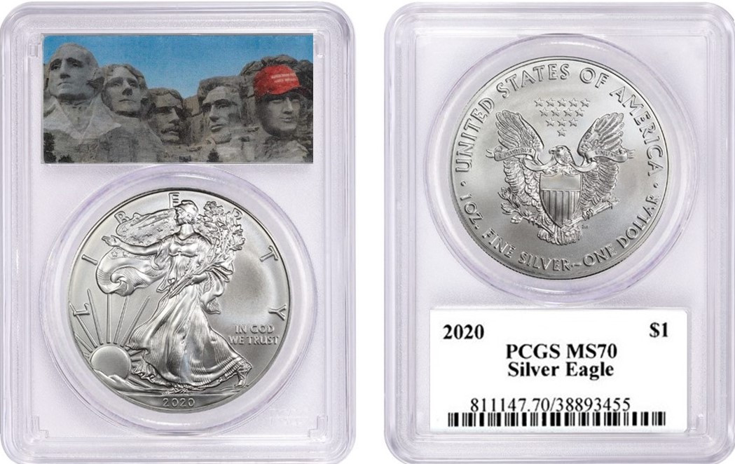 1991 S $1 PROOF SILVER MOUNT RUSHMORE DOLLAR PCGS PR70 DONALD TRUMP MAGA LABEL