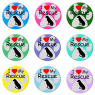 I Love my Rescue Dog Paw Print Pinback Buttons