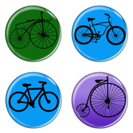 Bike Silhouettes Cycling Biking 1.5 Inch Diameter Refrigerator Magnets - 4 Pack