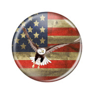 Distressed USA US Flag Eagle Landing Rustic Patriotism 2.25 Inch Diameter Refrigerator Magnet Bottle Opener