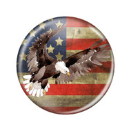 Distressed USA Flag Bald Eagle Rustic 2.25 Inch Diameter Patriotism Refrigerator Magnet Bottle Opener