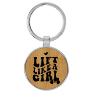Enthoozies Lift Like a Girl Bamboo 1.5" x 3.5" Laser Engraved Keychain