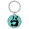 Enthoozies Panda Drinking Coffee Teal  1.5" x 3.5" Laser Engraved Keychain