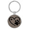 Enthoozies Puppy Paw Print Heart Gray 1.5" x 3.5" Laser Engraved Keychain