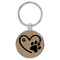 Enthoozies Puppy Paw Print Heart Light Brown 1.5" x 3.5" Laser Engraved Keychain
