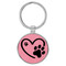 Enthoozies Puppy Paw Print Heart Pink 1.5" x 3.5" Laser Engraved Keychain