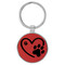 Enthoozies Puppy Paw Print Heart Red 1.5" x 3.5" Laser Engraved Keychain