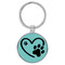 Enthoozies Puppy Paw Print Heart Teal  1.5" x 3.5" Laser Engraved Keychain