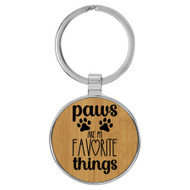Enthoozies Puppy Paws are my Favorite Things Bamboo 1.5" x 3.5" Laser Engraved Keychain