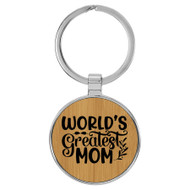 Enthoozies World's Greatest Mom Bamboo 1.5" x 3.5" Laser Engraved Keychain