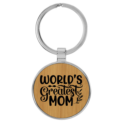 Enthoozies World's Greatest Mom Bamboo 1.5" x 3.5" Laser Engraved Keychain