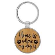 Enthoozies Home is Where my Dog is Bamboo 1.5" x 3.5" Laser Engraved Keychain