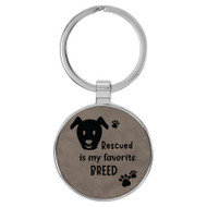Enthoozies Rescued is my Favorite Breed Puppy Dog Gray 1.5" x 3.5" Laser Engraved Keychain