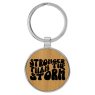 Enthoozies Stronger Than the Storm Bamboo 1.5" x 3.5" Laser Engraved Keychain