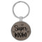 Enthoozies Super Mom Gray 1.5" x 3.5" Laser Engraved Keychain