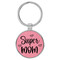 Enthoozies Super Mom Pink 1.5" x 3.5" Laser Engraved Keychain