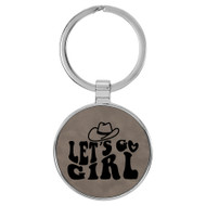 Enthoozies Let's Go Girl Gray 1.5" x 3.5" Laser Engraved Keychain