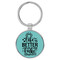 Enthoozies Life is Better at the Lake Teal  1.5" x 3.5" Laser Engraved Keychain